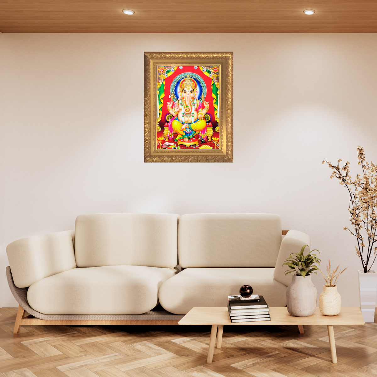 Premium Lord Ganesha Wall Art – Ganapati Bappa Hindu God Photo Frame