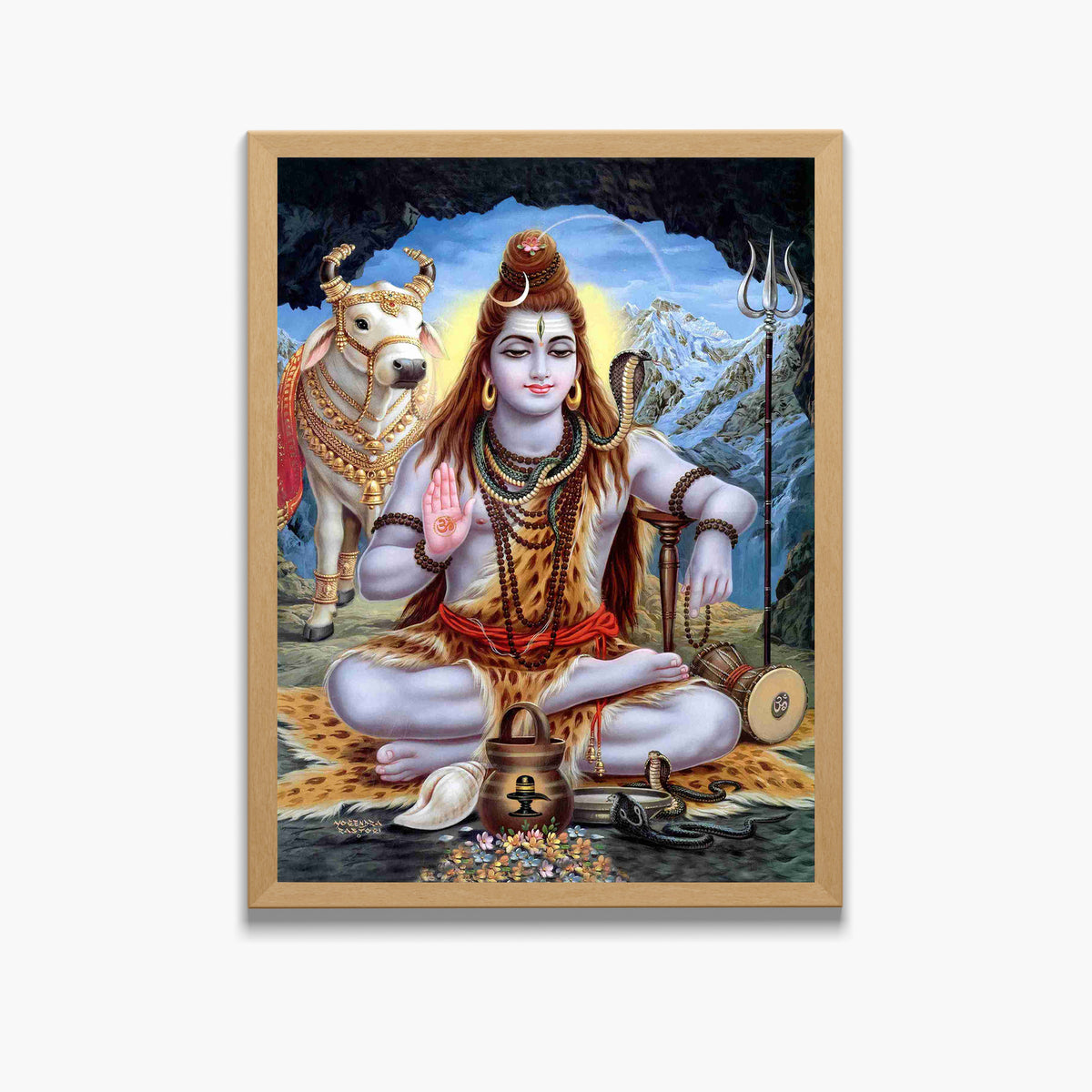 Lord Shiva Wall Art – Mahadev Shiva with Nandi Hindu God Photo Frame