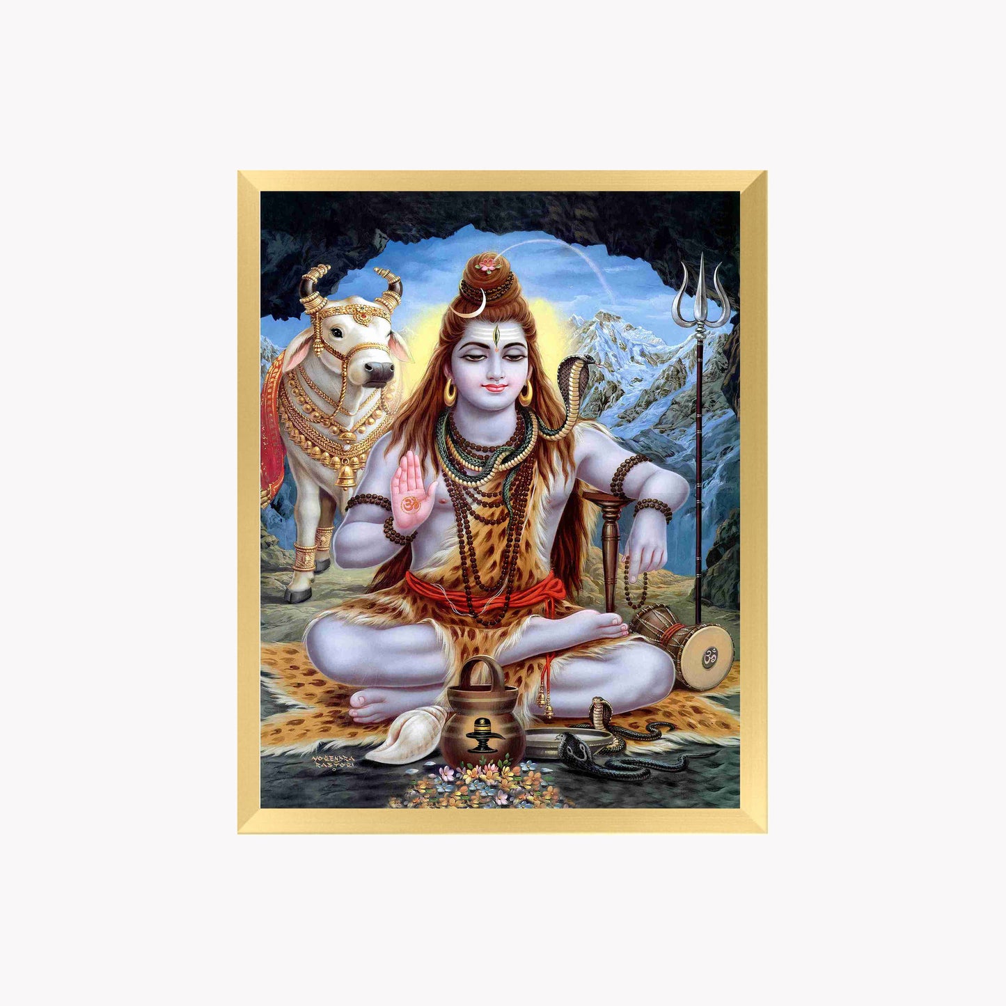 Lord Shiva Wall Art – Mahadev Shiva with Nandi Hindu God Photo Frame