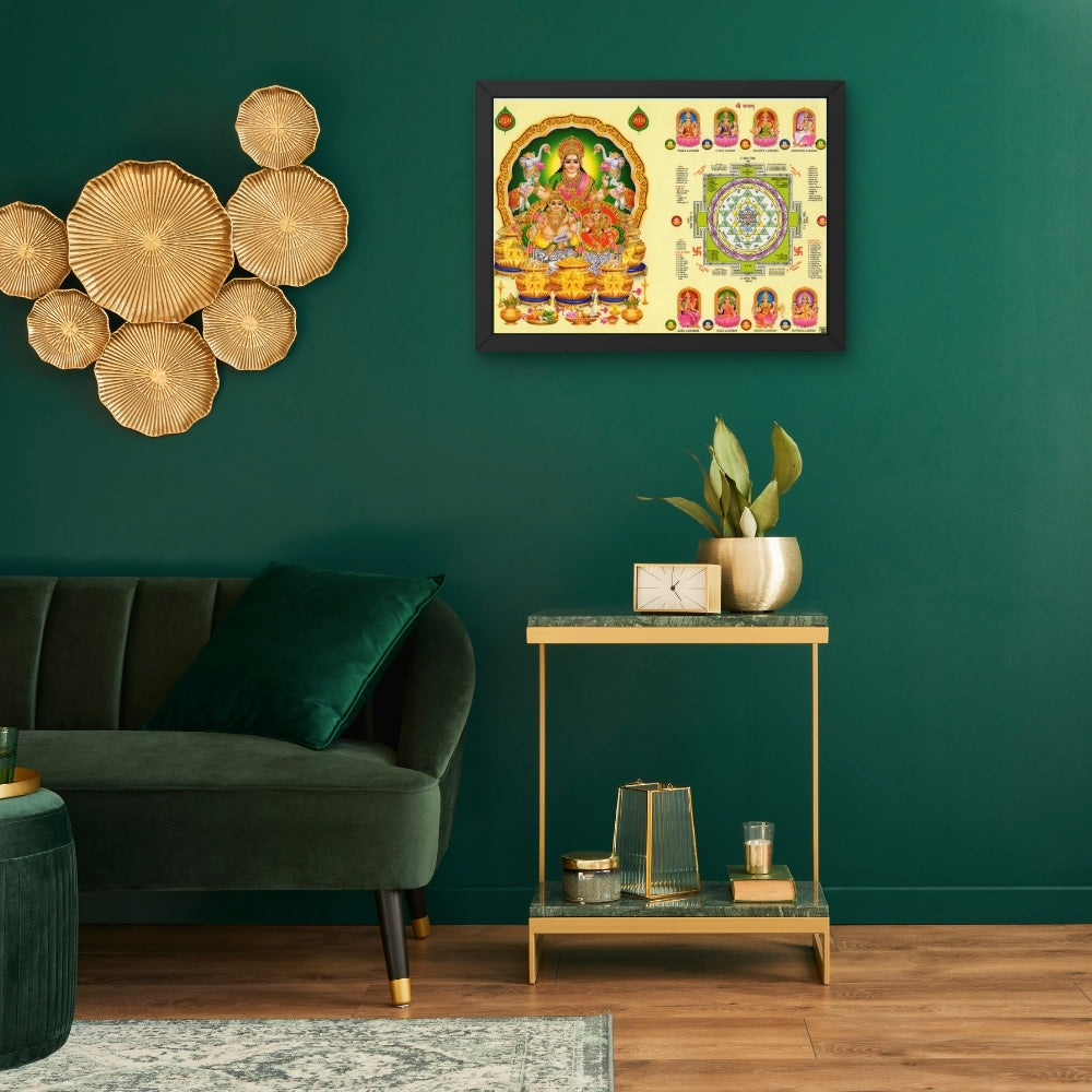 Lord Kubera with Laxmi wall art- Goddess Laxmi with kubera photo frame