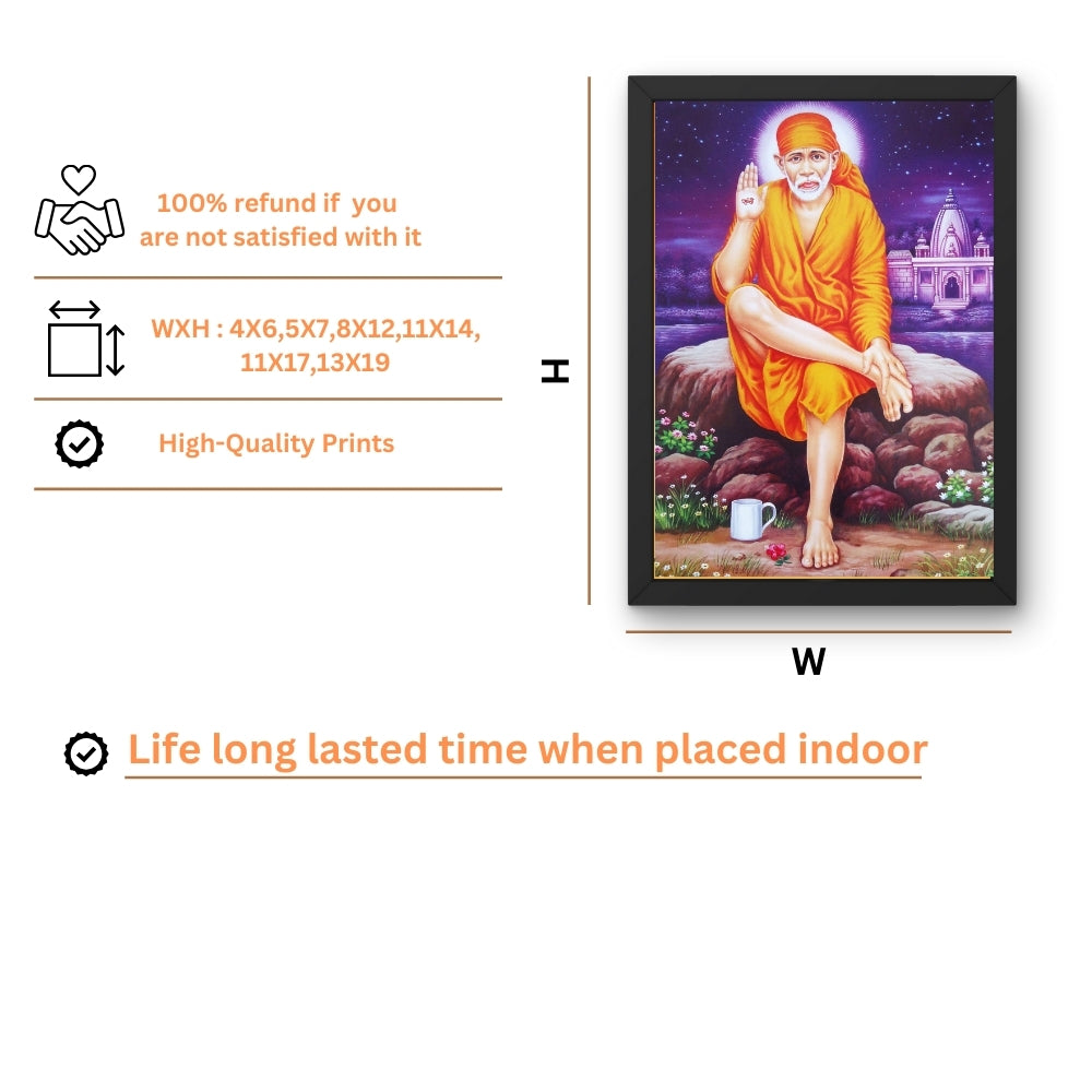 Sai Baba Wall Art – Shirdi Sai Baba Hindu Spiritual God Photo Frame