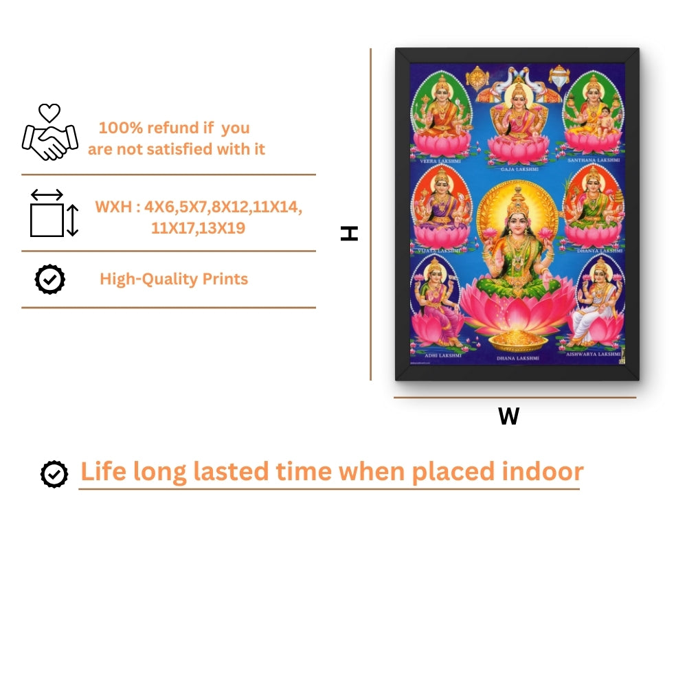 Goddess Ashtalaxmi wall art- Ashtalaxmi photo frame