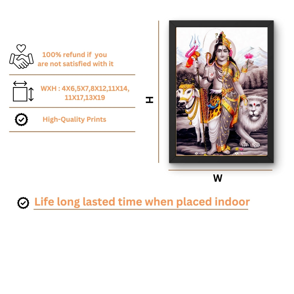 Lorad Shiva Ardhanarishwara Wall Art - Shiva Ardhanarishwara Hindu God Photo Frame
