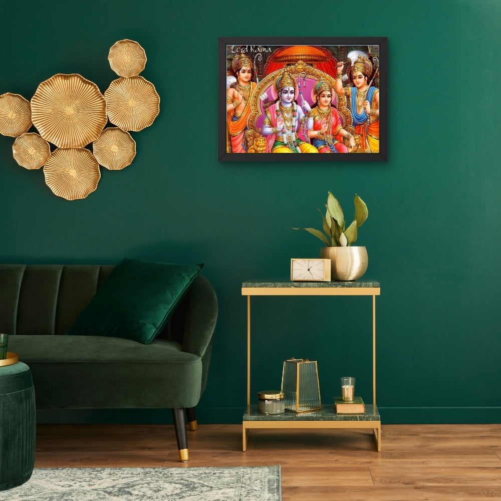 Lord Rama & Sita Wall Art – Shri Ram Darbar with Lakshman Hindu God Photo Frame