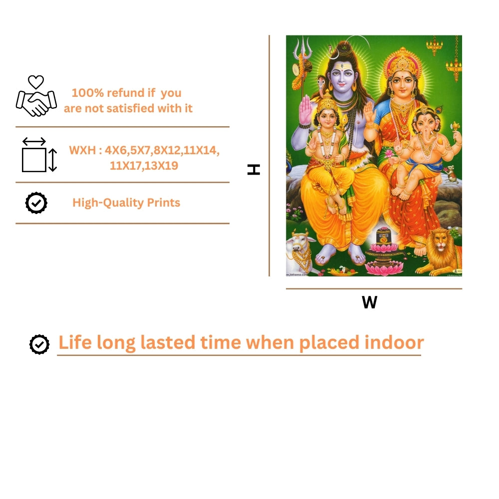 Lord Shiva Family wall art- Shiva with parwathi ,ganapthi and karthikeya photo frame
