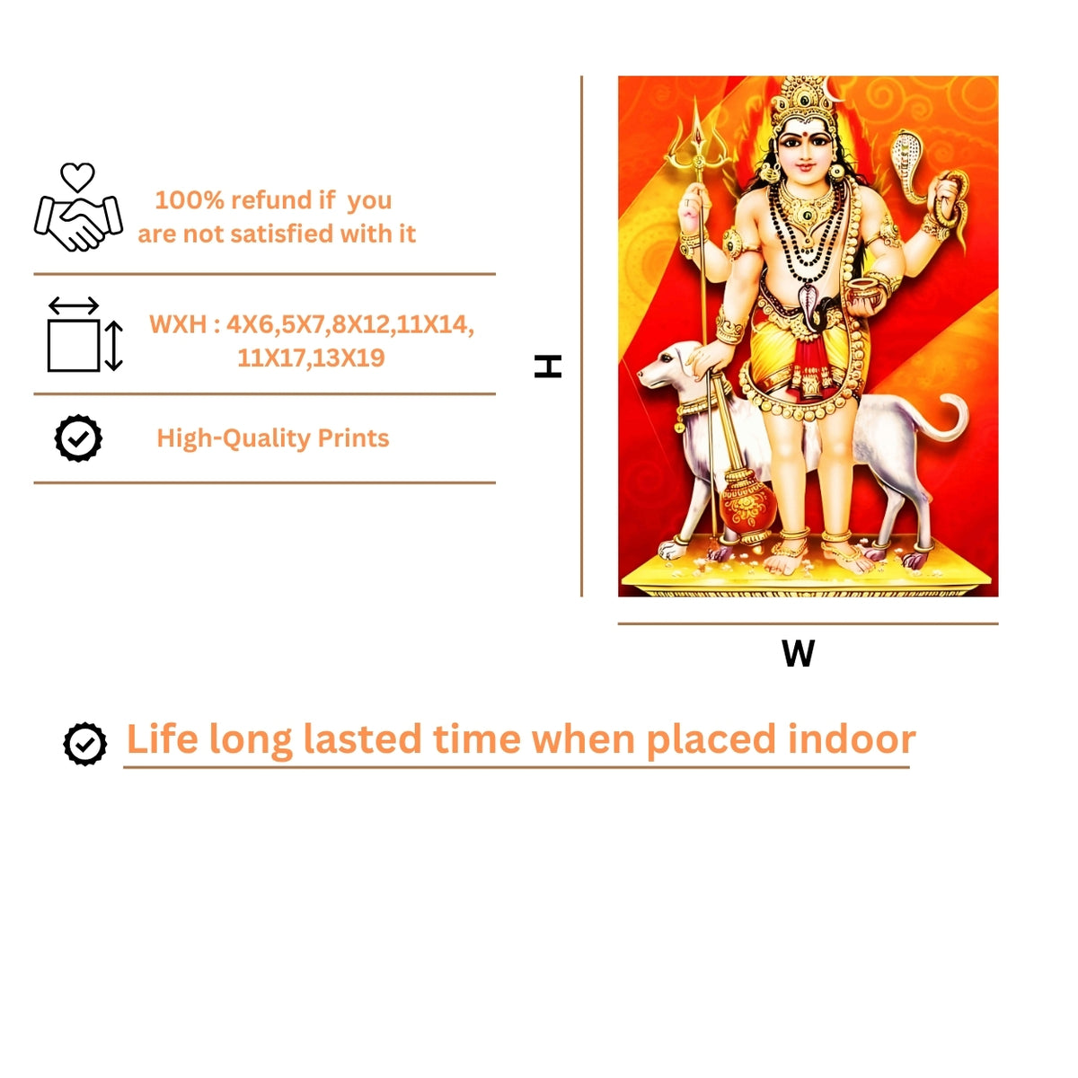 Lord KalaBairava Wall Art - KalaBairava Hindu God Photo Frame