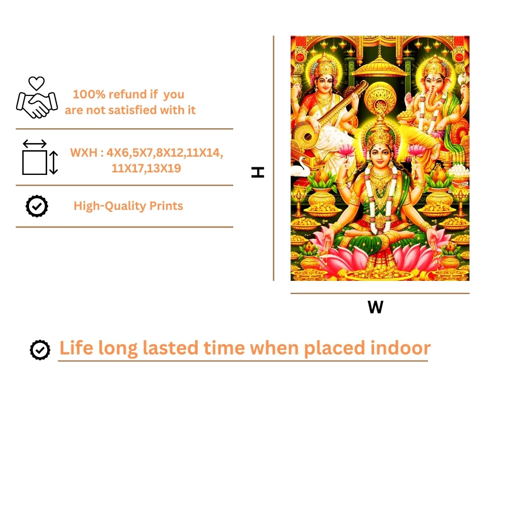 Lord ganapathi wall art -Ganapathi and Laxmi and saraswathi god frame