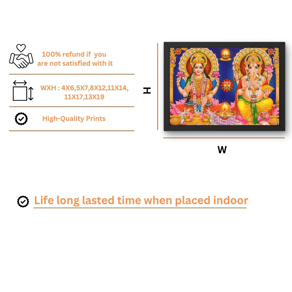 Goddess Laxmi ganpathi wall art- Lord Ganpathi with Maa Laxmi photo frame