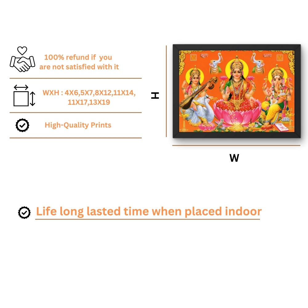 Lord Ganpathi sarswathi laxmi wall art-Goddes Laxmi saraswathi and Gnapathi photo frame