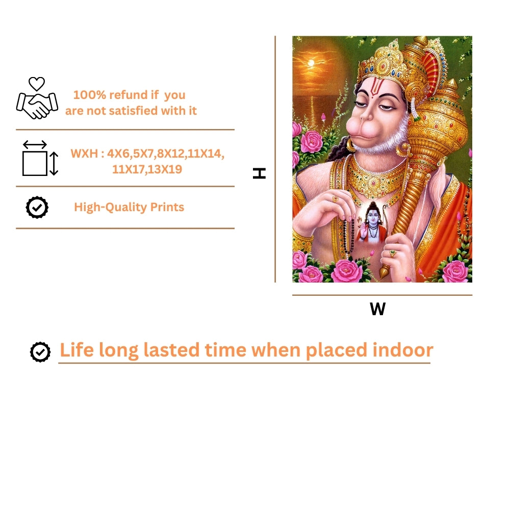 Lord Hanuman Wall Art – Devotional Hindu God Hanuman Photo Frame