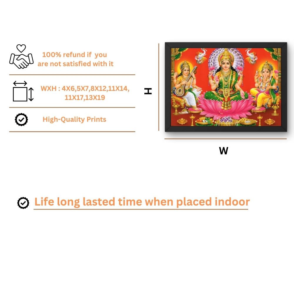 Lord Ganpathi laxmi saraswathi wall art- Laxmi ganapthi photo frame
