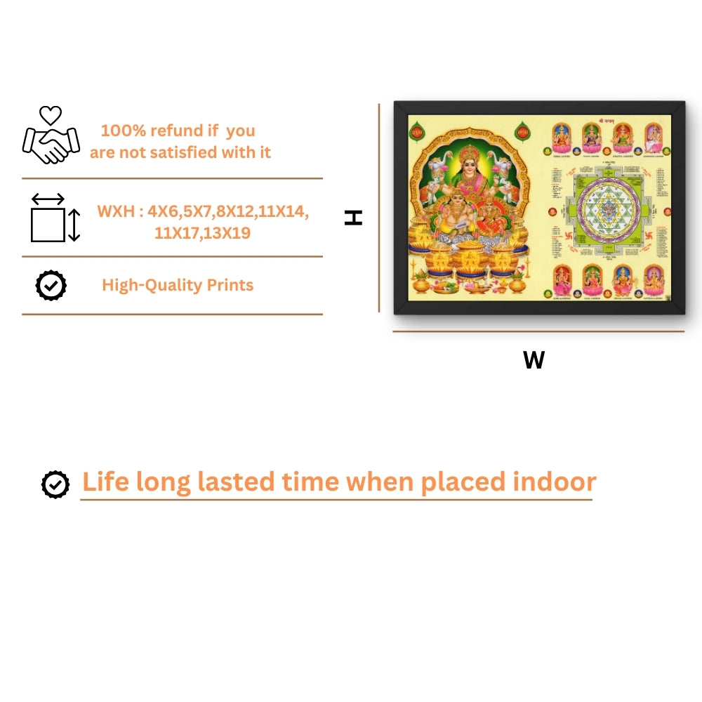 Lord Kubera with Laxmi wall art- Goddess Laxmi with kubera photo frame