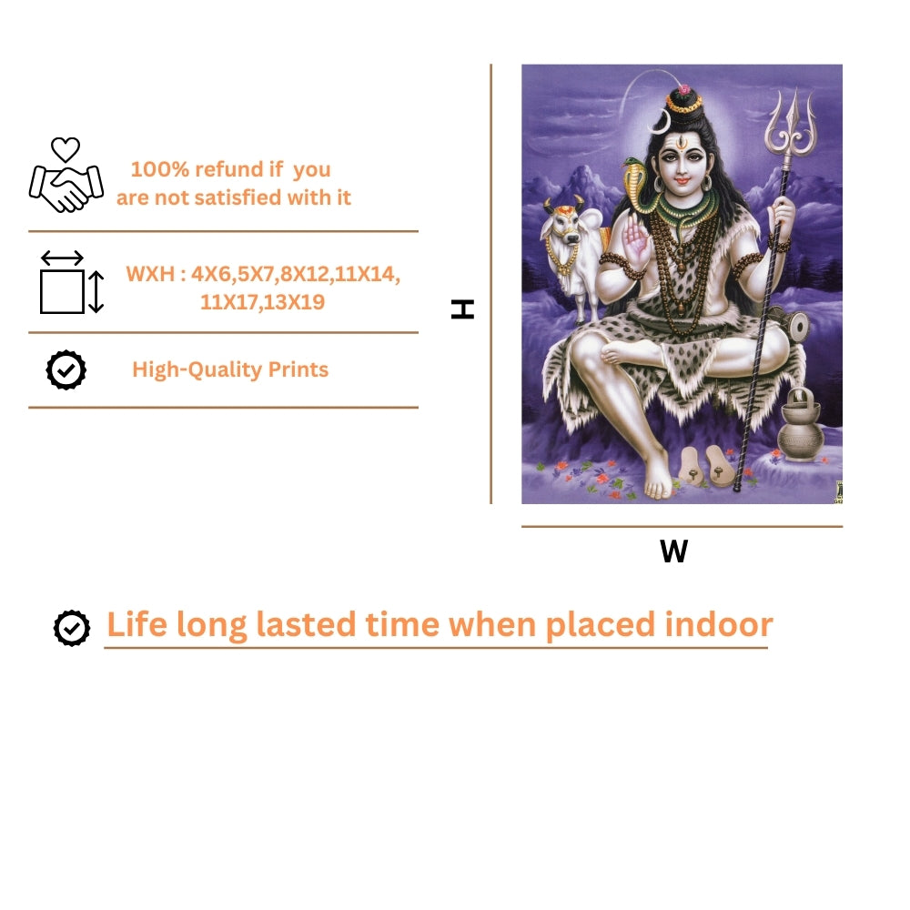 Lord Shiva with cow wall art- God shiva Photo Frame