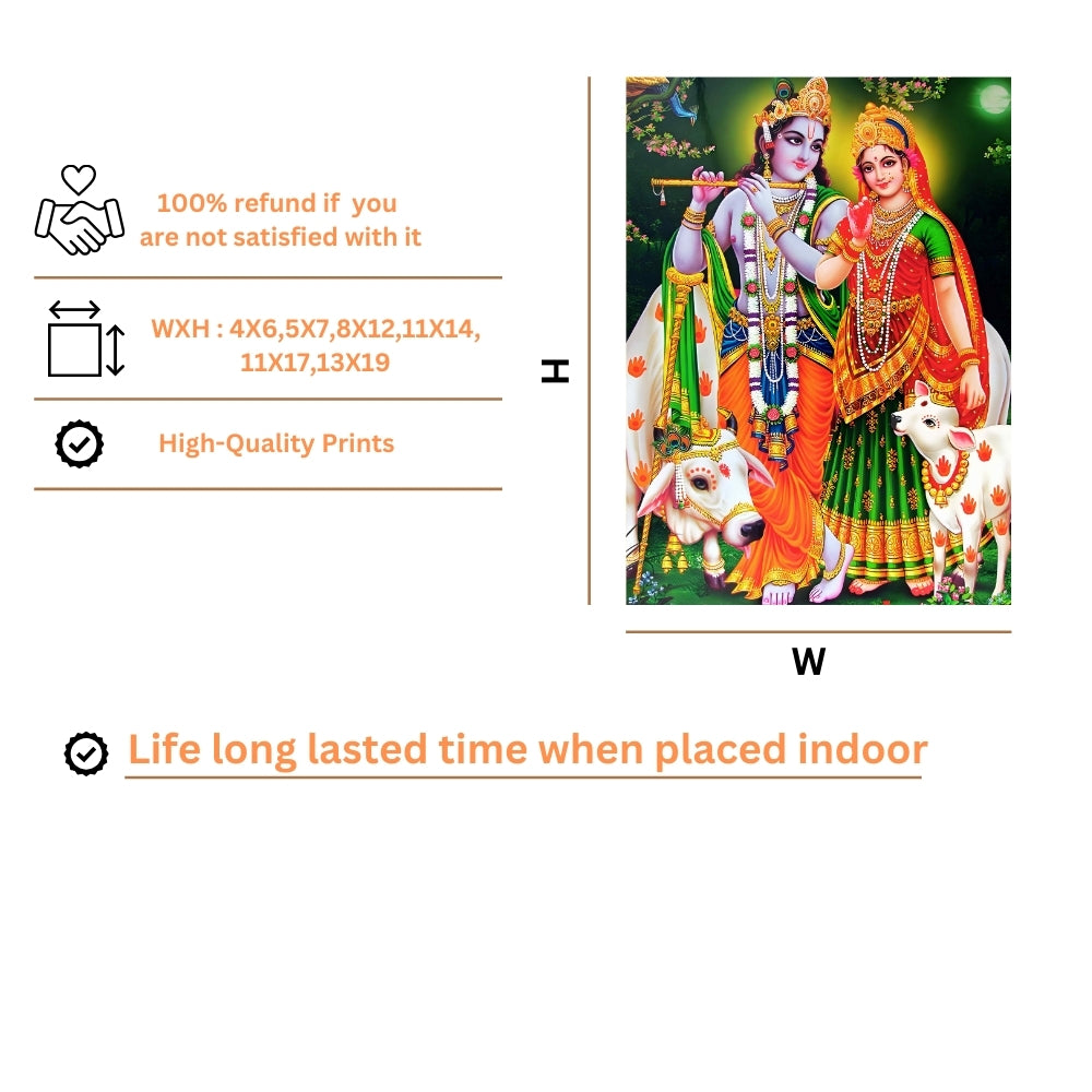 Lord Krishna Radha wall art- Krishna with Radha God frame