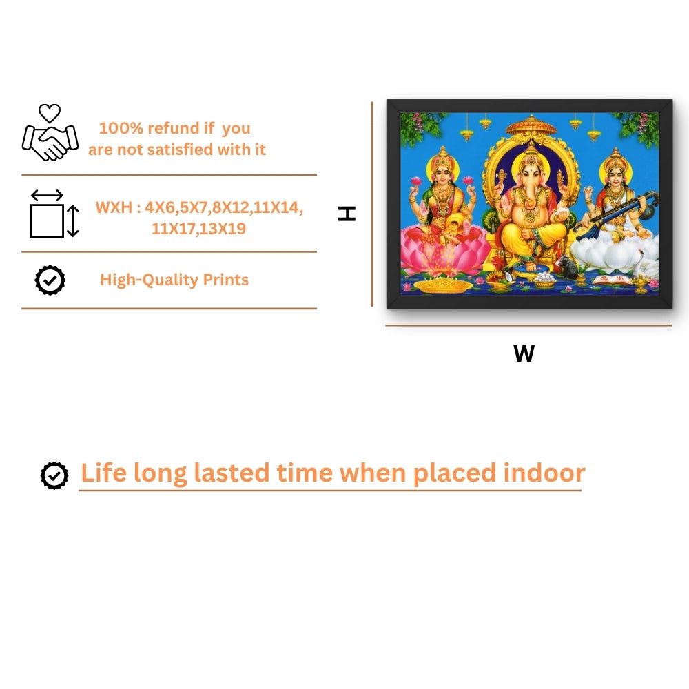 Lord Ganpathi laxmi sarswathi wall art-Goddess saraswathi laxmi and Ganapthi photo frame