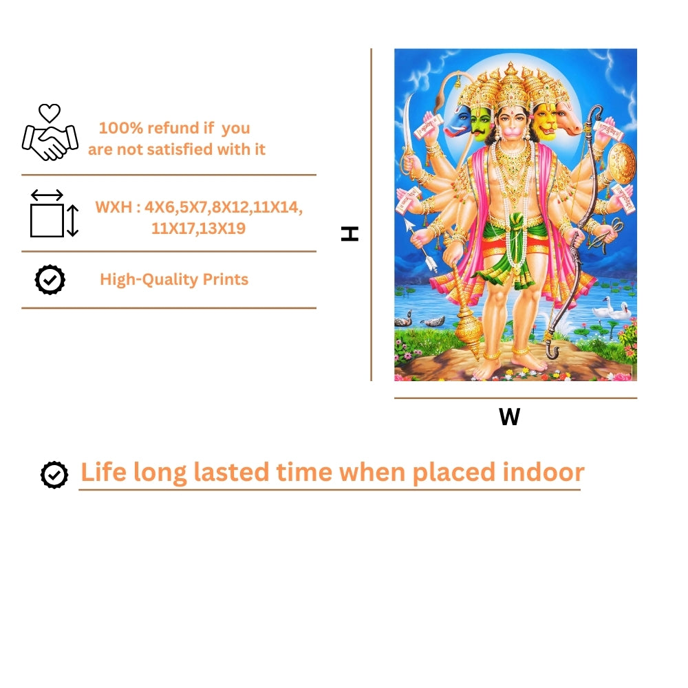 Lord Panchamukhi Hanuman wall art- Panchamukhi hanuman god frame