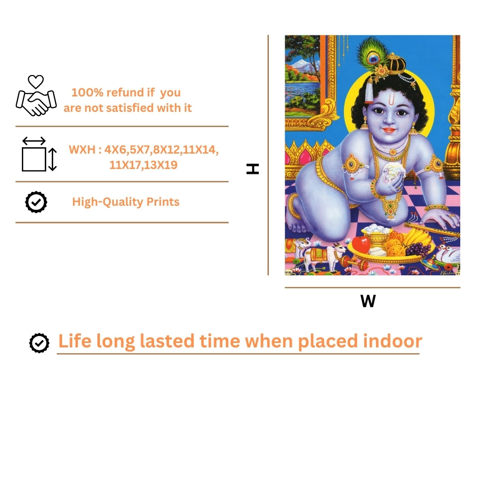 Bal Krishna Wall Art – Baby Krishna Hindu God Photo Frame