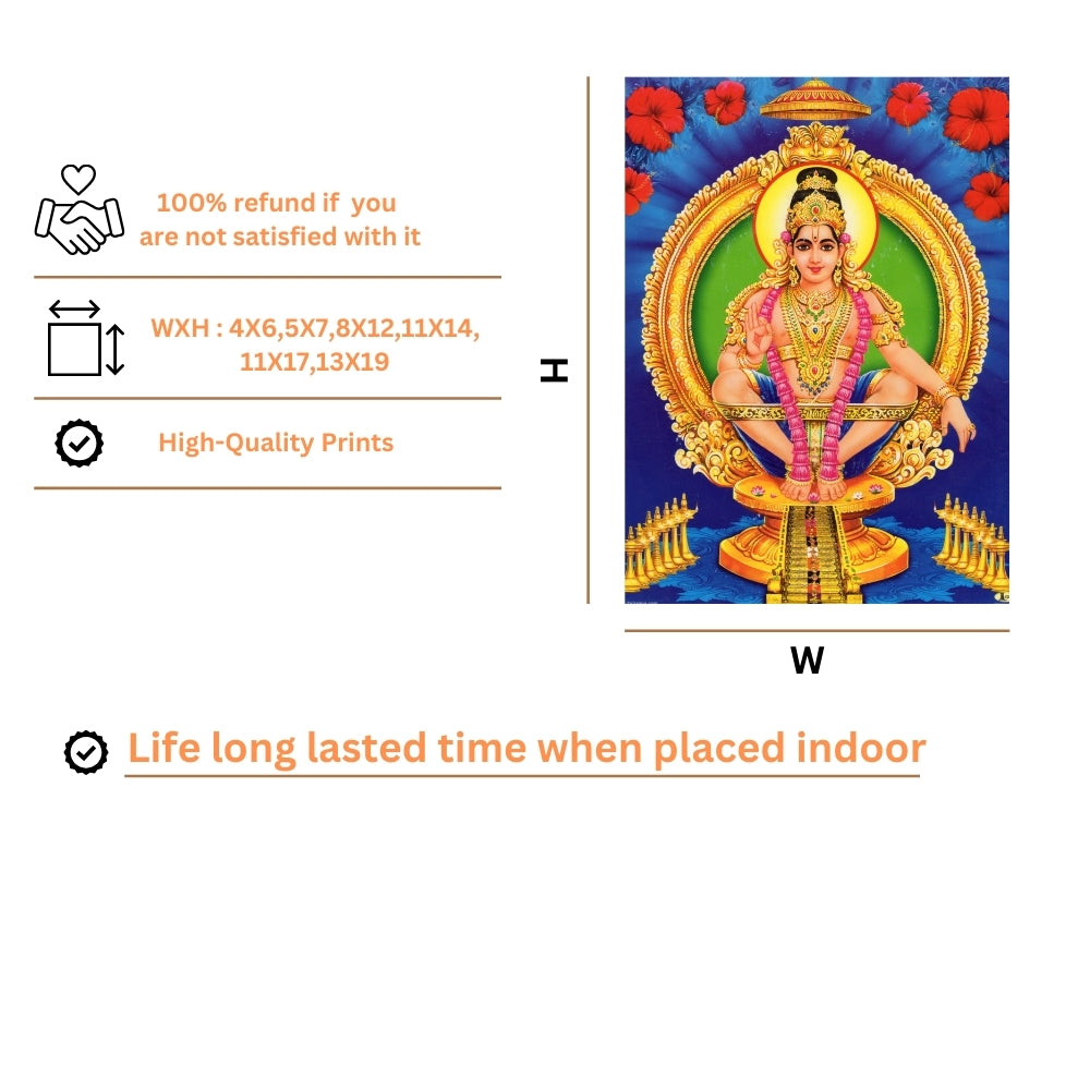 Lord Ayyappa Wall Art – Swami Ayyappan Hindu God Photo Frame