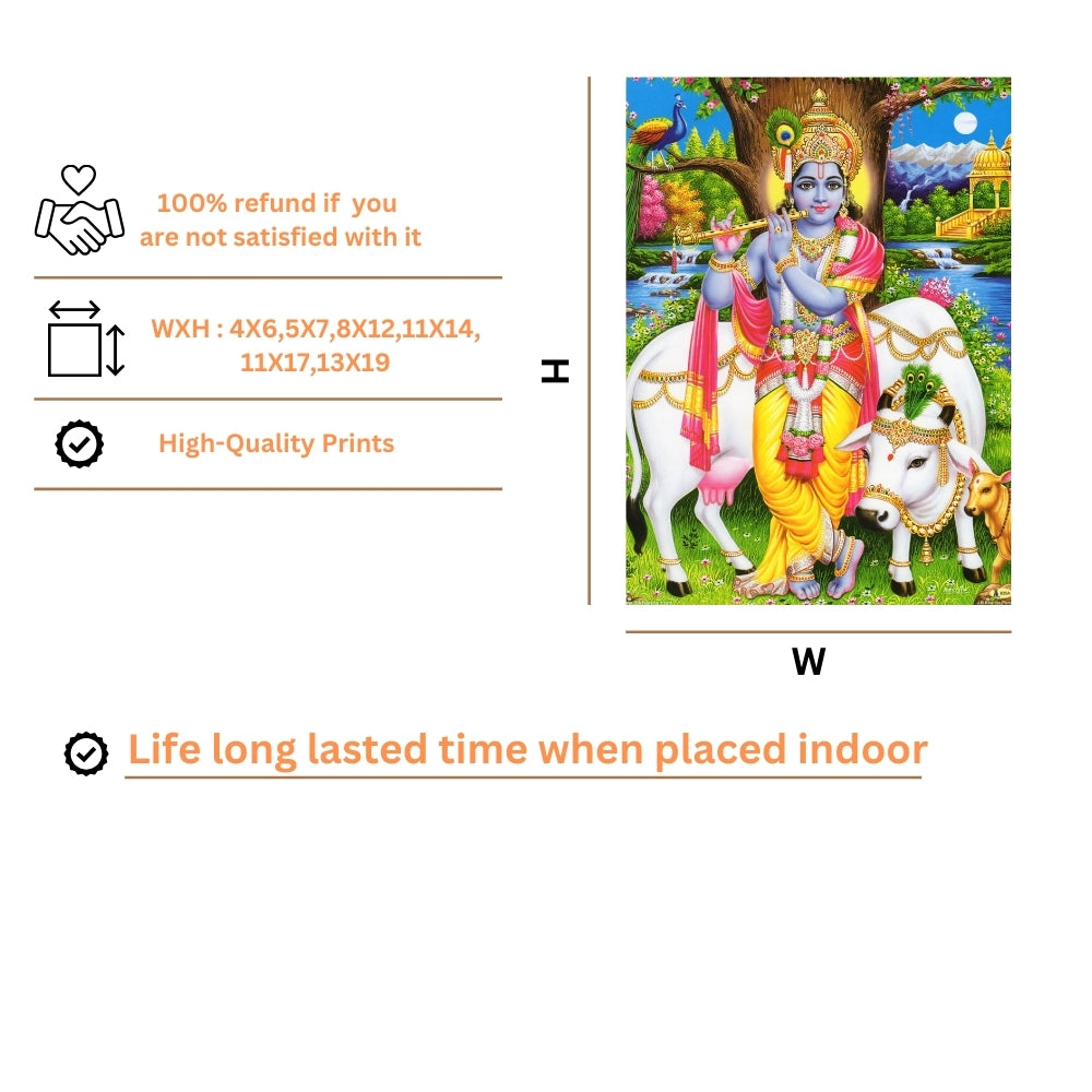 Lord Krishna wall art- God krishna with cow photo frame