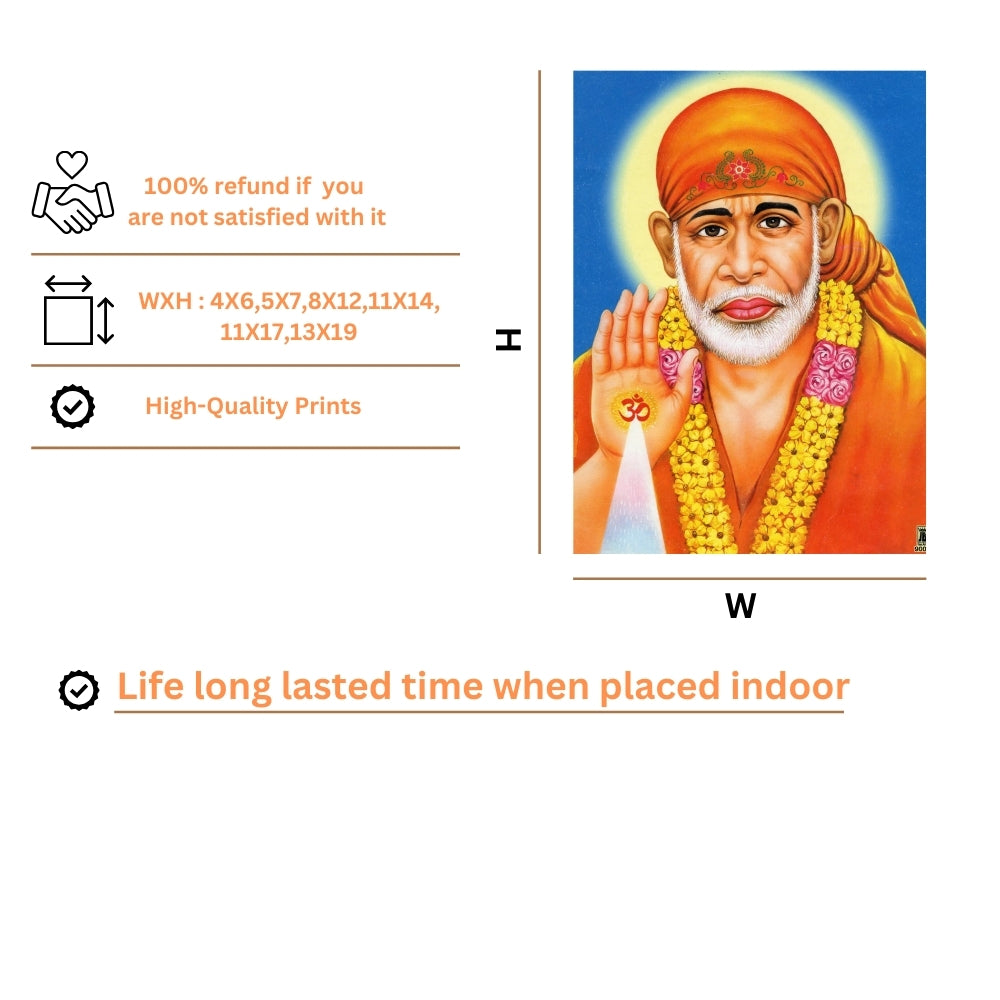 Shirdi Sai Baba Wall Art – Sai Baba Hindu Spiritual God Photo Frame