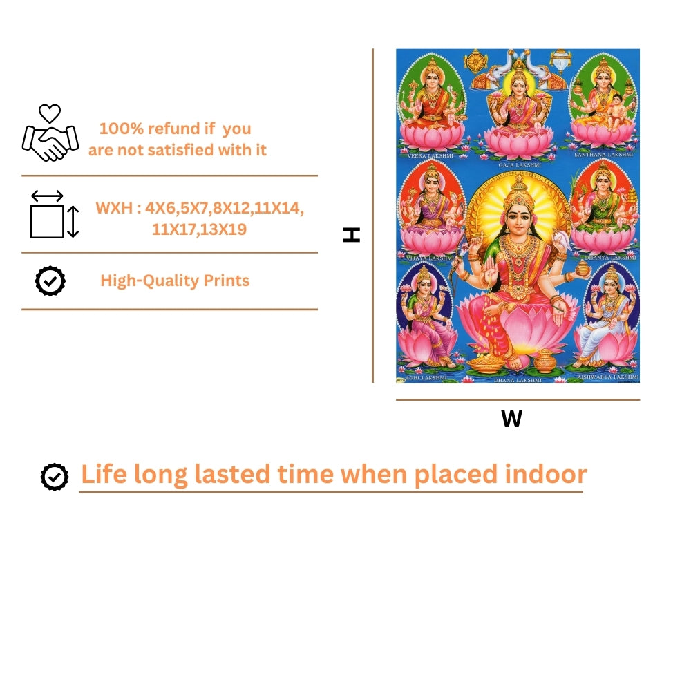 Goddess Laxmi wall art- Maa Laxmi with asta laxmi photo frame