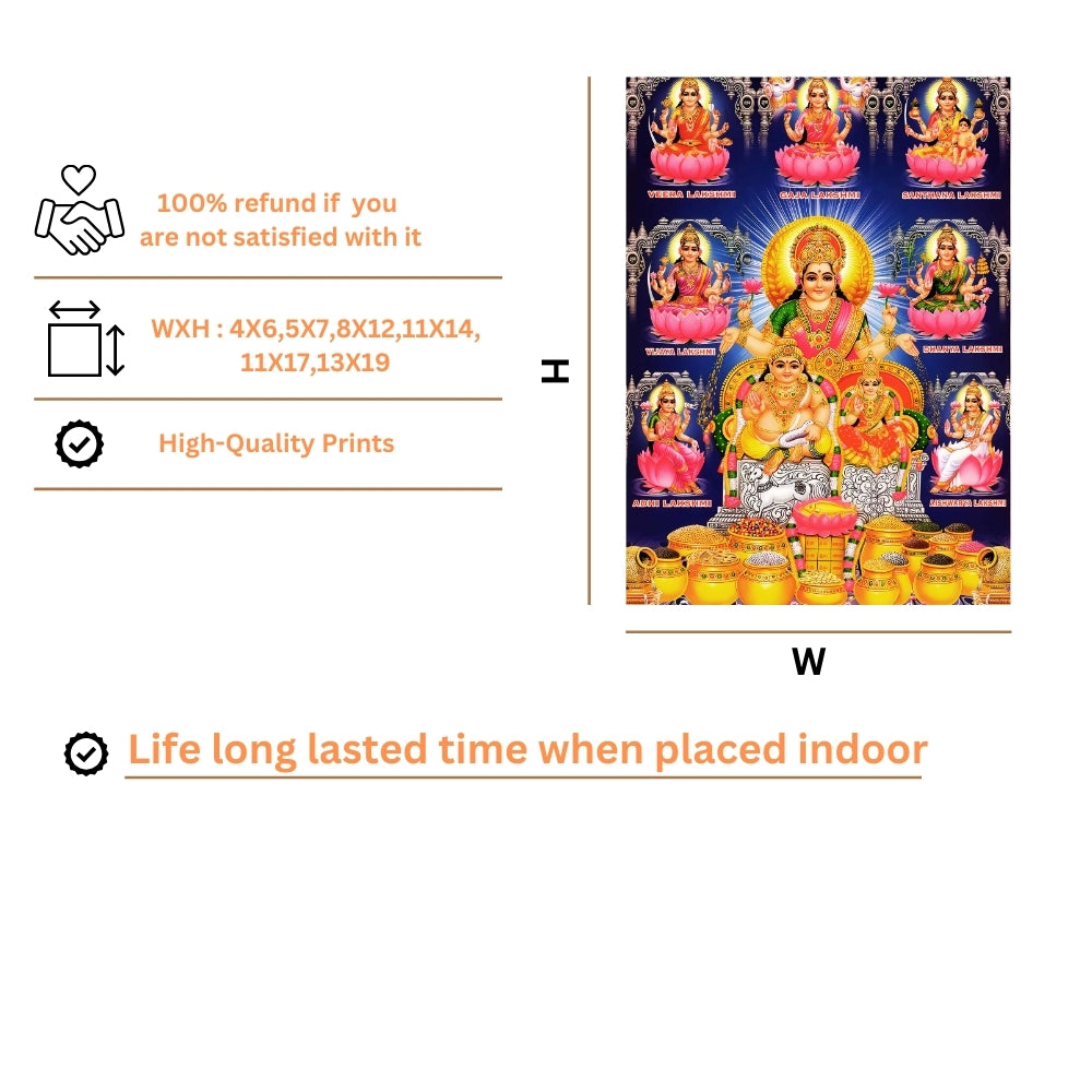 Lord Kubera wall art-God Kubera with Ashtalaxmi photo frame