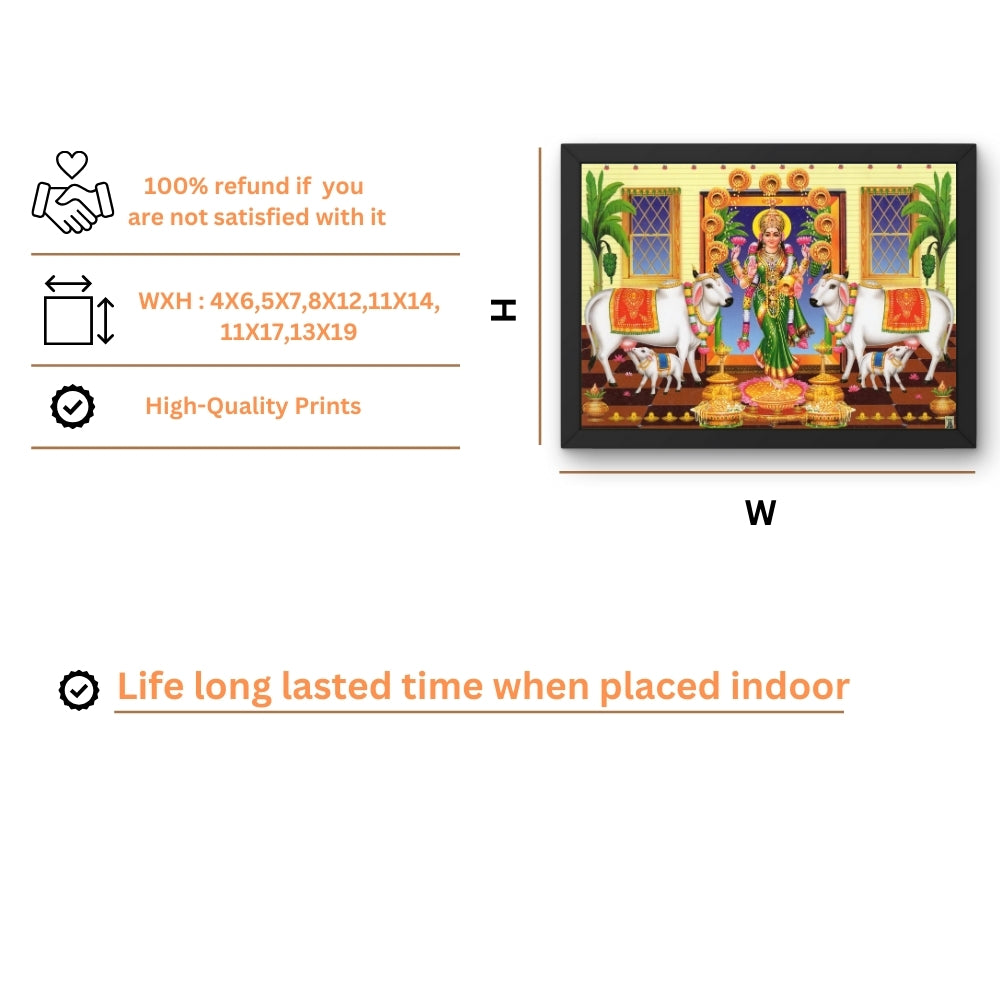 Goddess Laxmi with cow wall art- Maa Laxmi photo frame