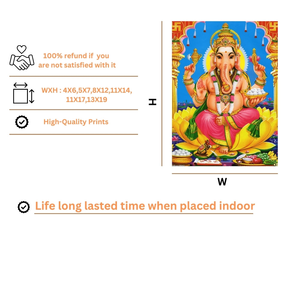 Lord Ganesha Wall Art – Hindu God Photo Frame for Home & Puja Room