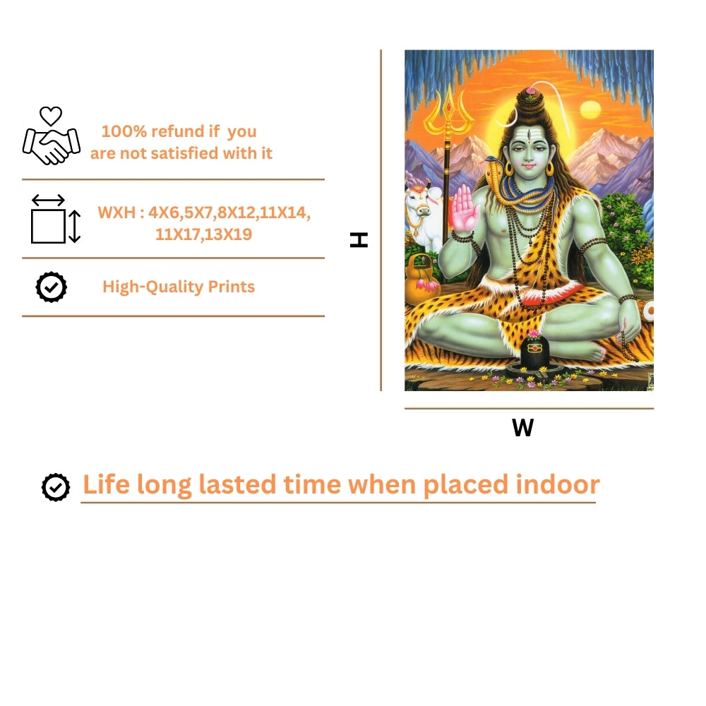Lord shiva with cow art- God shiva photo frame