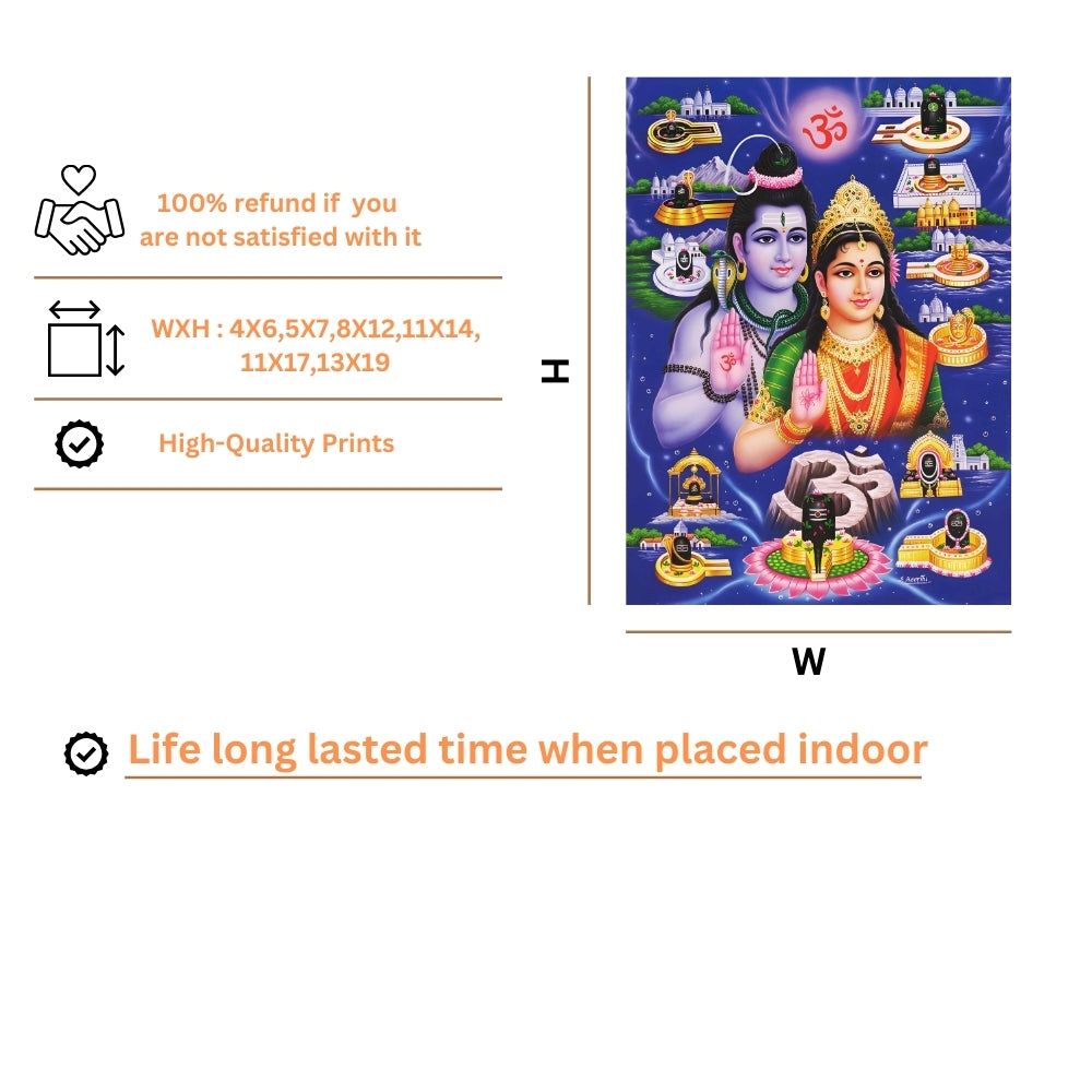 Lord Shiva With ParvathiDevi Wall Art- Shiva with ParvathiDevi Hindu God Photo Frame