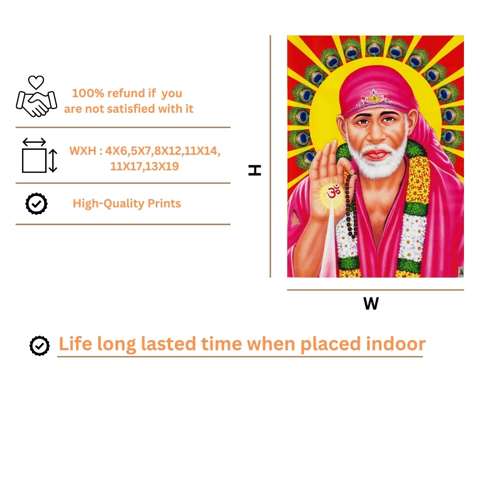 Shirdi Sai Baba Wall Art – Sai Baba Hindu Spiritual God Photo Frame