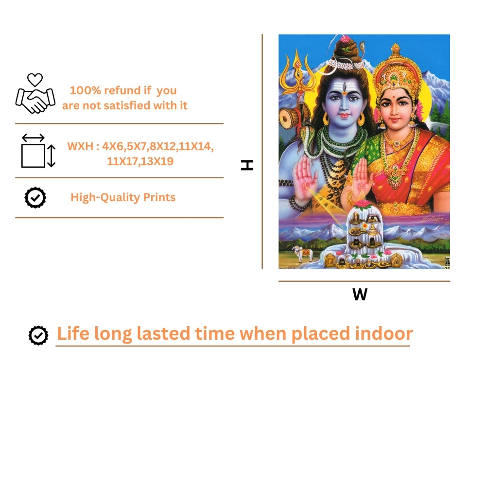 Lord Shiva Parwathi wall art- Goddess parwathi with shiva god photo frame