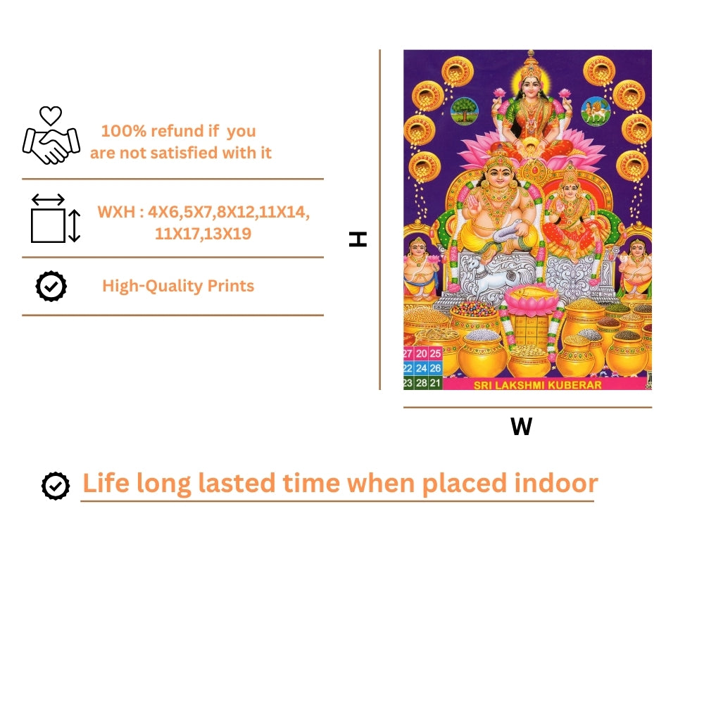 Lord Kubera wall art-Kubera with with Laxmi photo frame