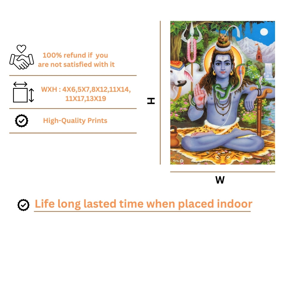 Lord shiva wall art-God shiva with cow photo frame