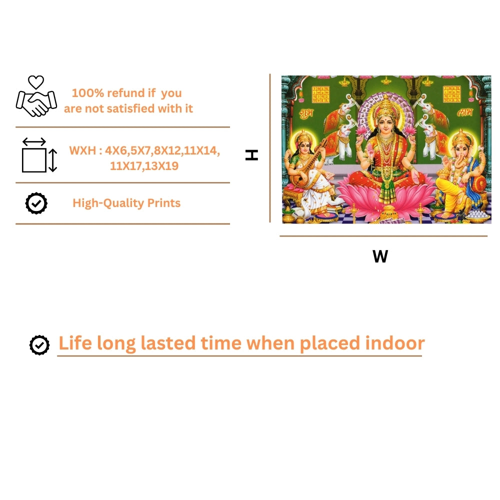 Lord Laxmi ganpthi sarswathi wall art- God Ganesha with saraswathi and laxmi photo frame