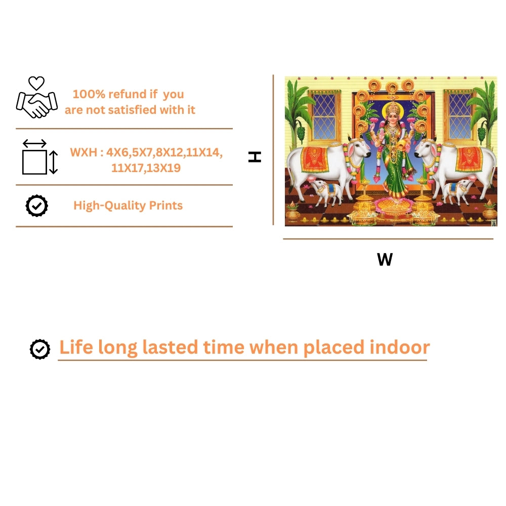 Goddess Laxmi with cow wall art- Maa Laxmi photo frame