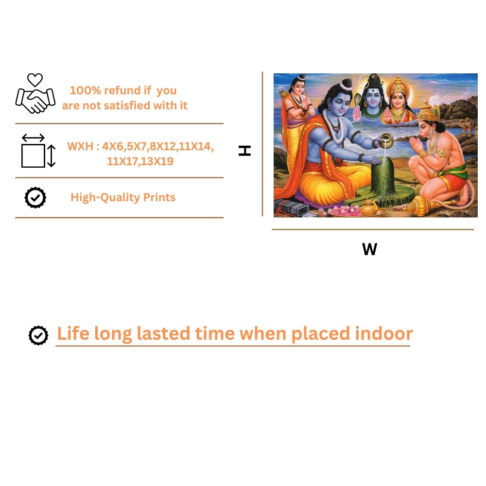 Lord Ram and Hanuman wall art- God Hanuman with shiva parwathi and rama photo frame