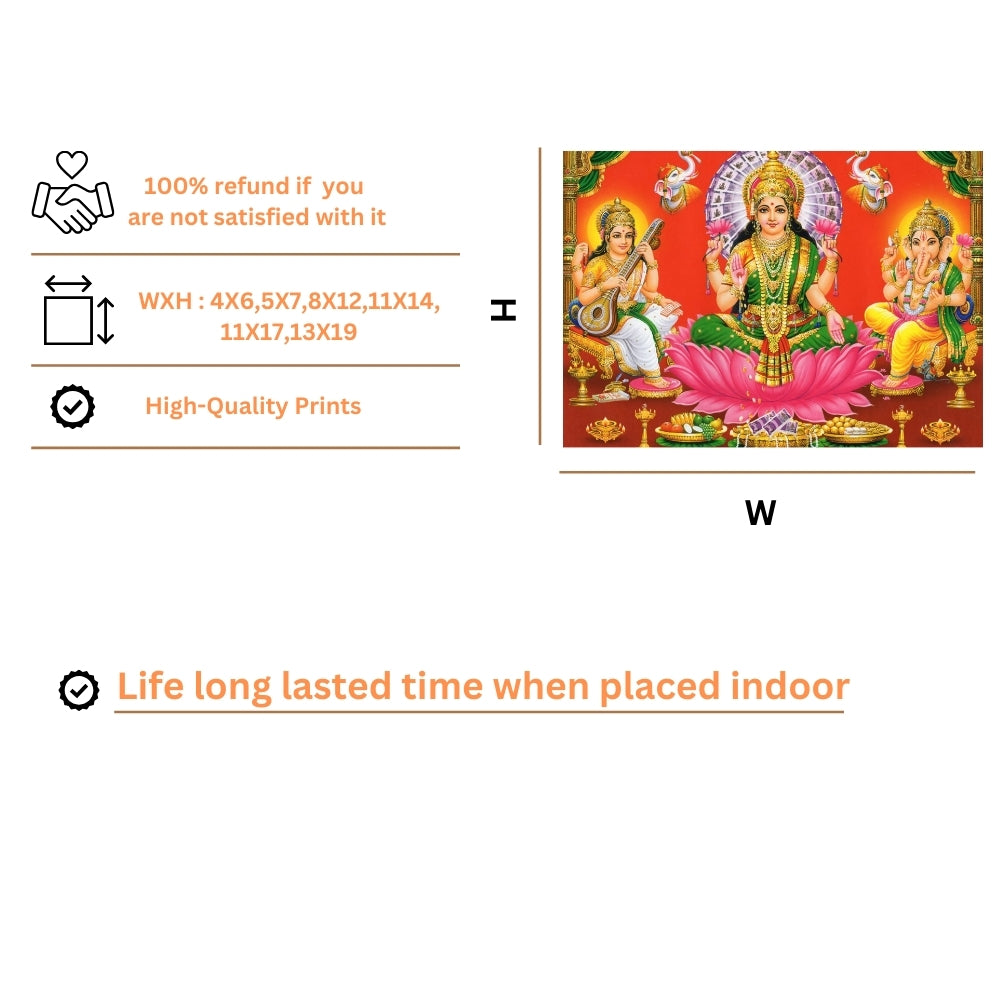 Lord Ganpathi laxmi saraswathi wall art- Laxmi ganapthi photo frame