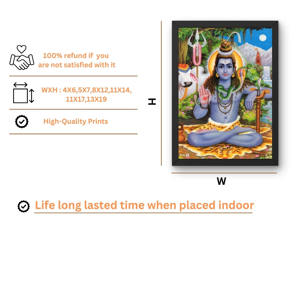 Lord shiva with cow wall art- God shiva photo frame