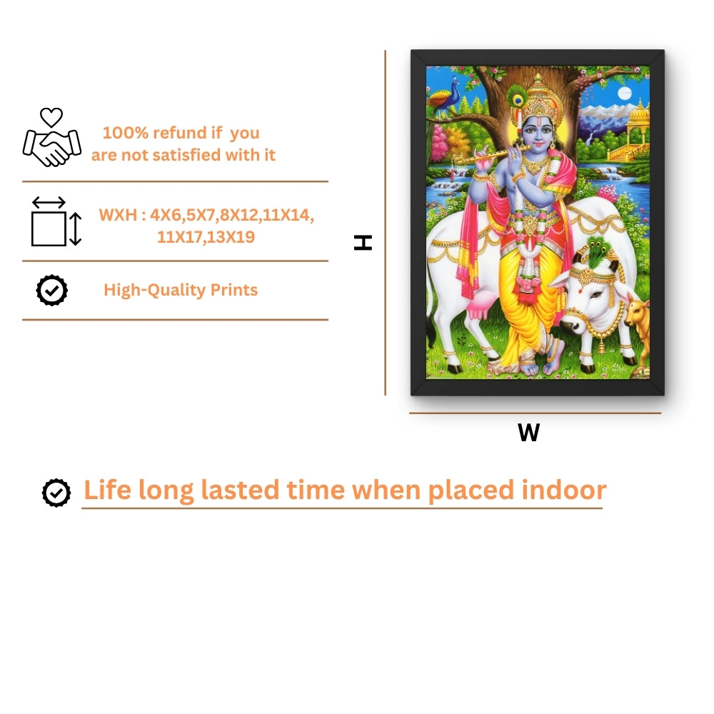 Lord Krishna wall art- God krishna with cow photo frame