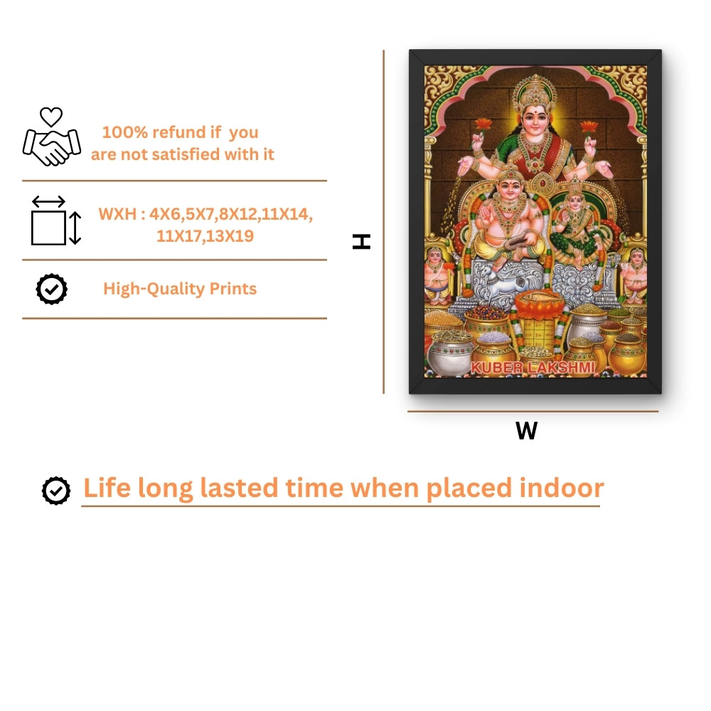 Lord Kubera wall art- God kubera with laxmi photo frame