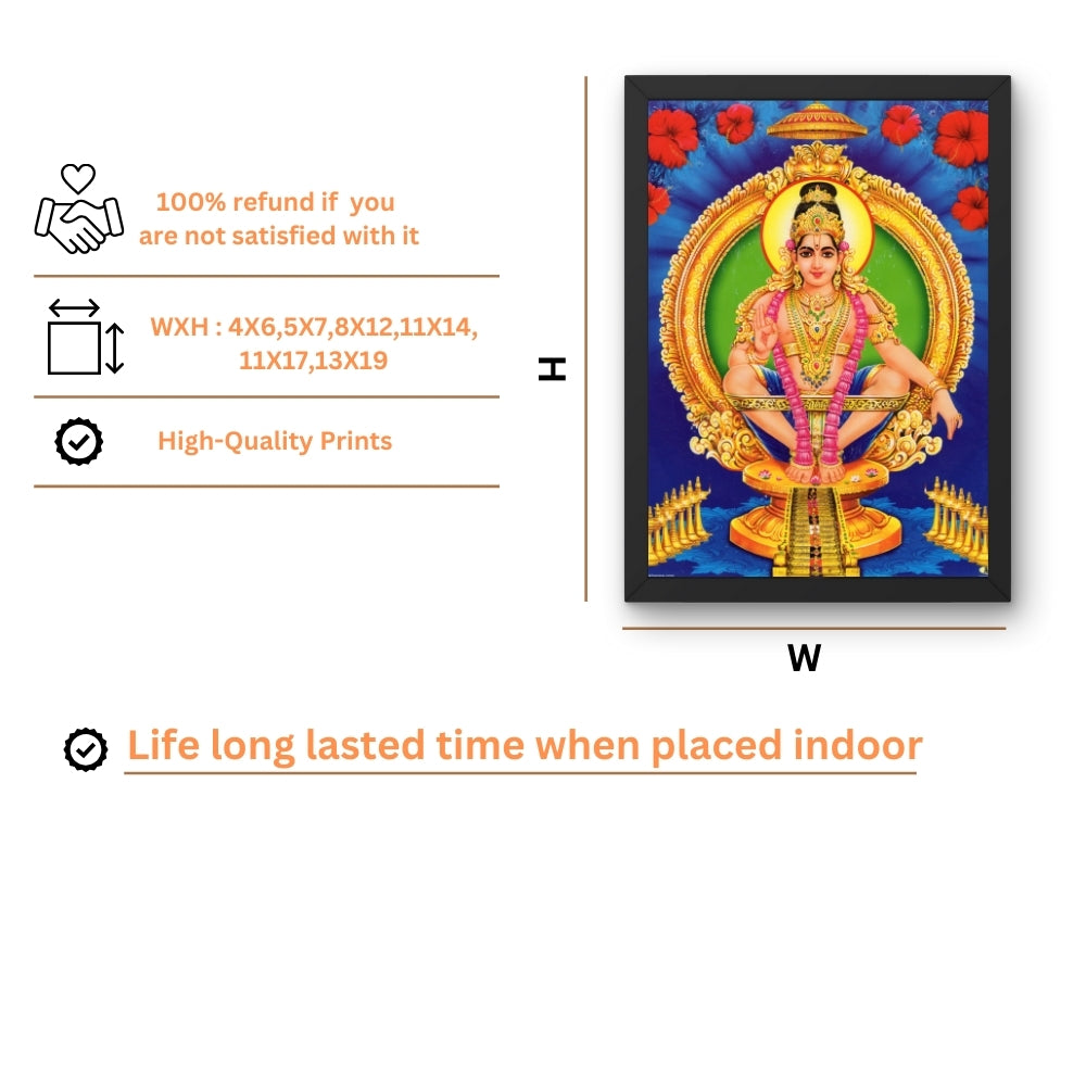 Lord Ayyappa Wall Art – Swami Ayyappan Hindu God Photo Frame