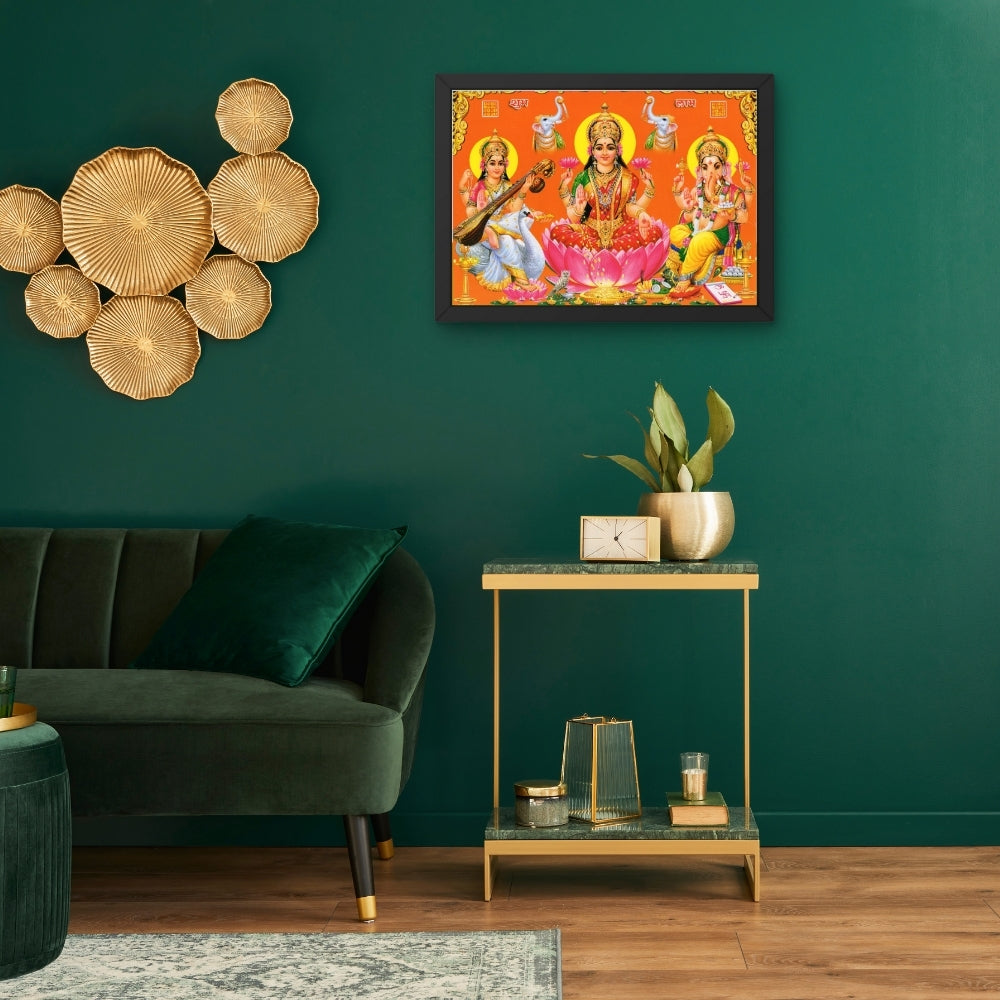 Lord Ganpathi sarswathi laxmi wall art-Goddes Laxmi saraswathi and Gnapathi photo frame