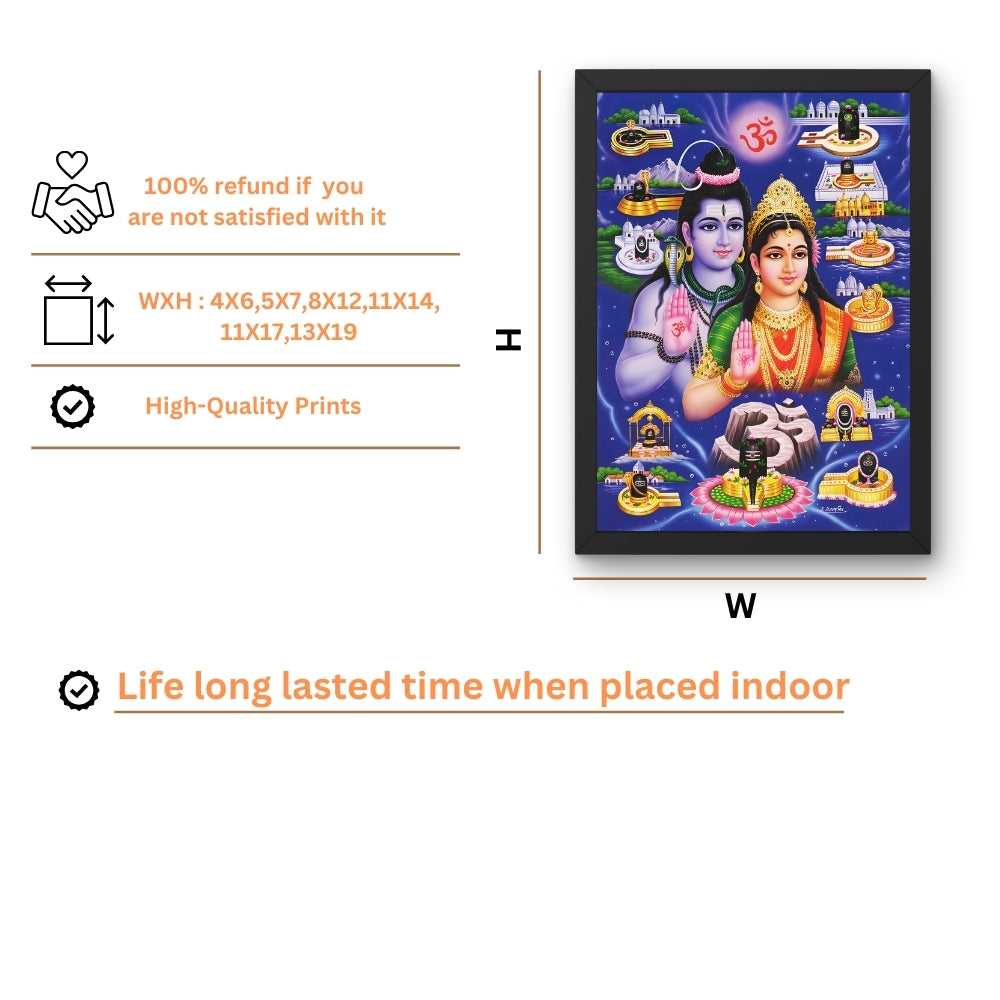 Lord Shiva With ParvathiDevi Wall Art- Shiva with ParvathiDevi Hindu God Photo Frame