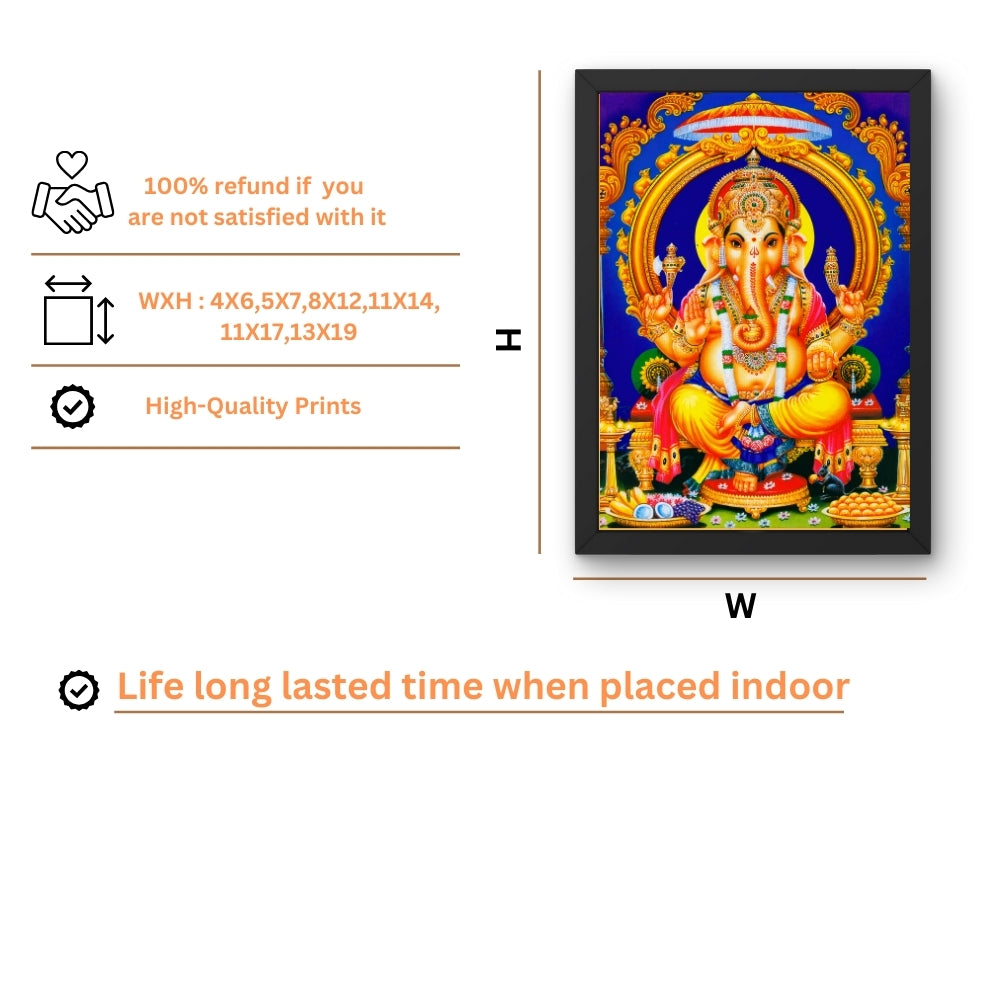 Lord Ganesha Wall Art – Hindu God Ganesha Traditional Devotional Photo Frame