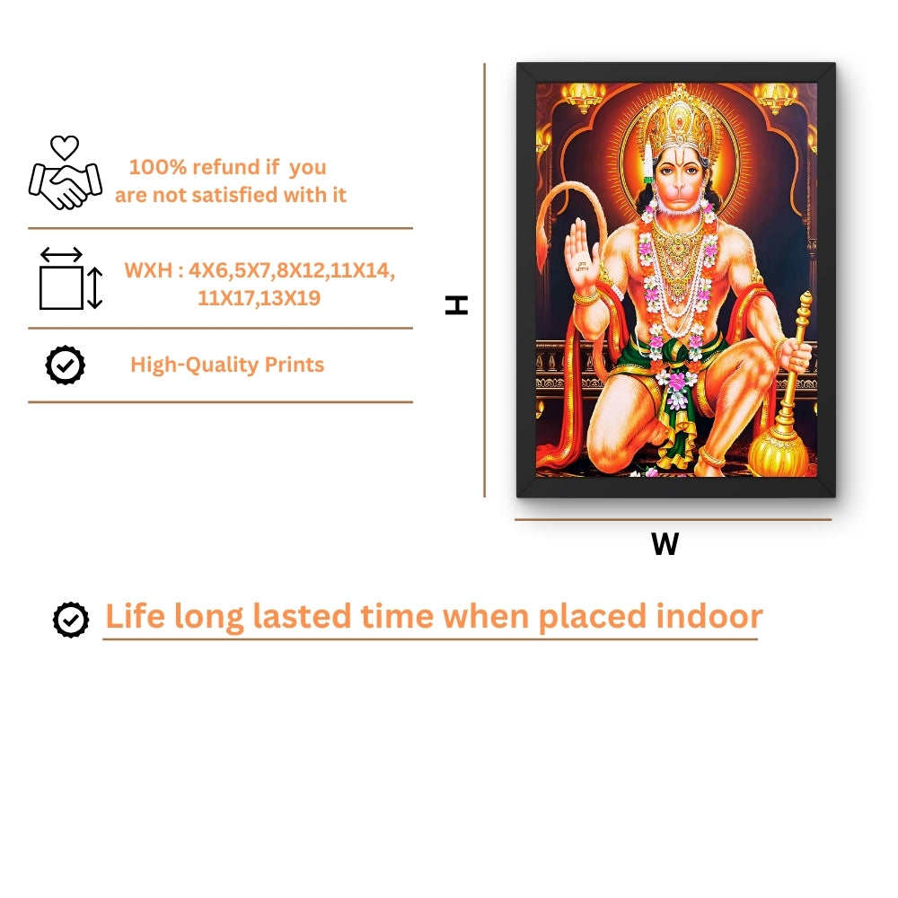 Lord Hanuman Wall Art - Hanuman Hindu God Photo Frame
