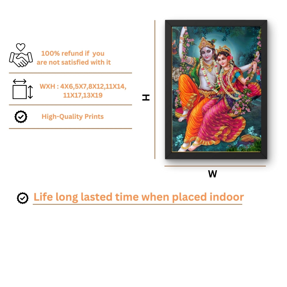 Lord Krishna with Radha Wall Art - Krishna with Radha Hindu God Photo Frama