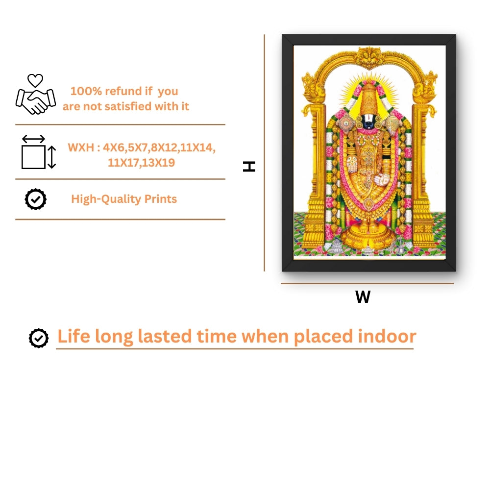 Lord Vemkateshwara Wall Art - venkateshwaraswamy Hindu God Photo Frame
