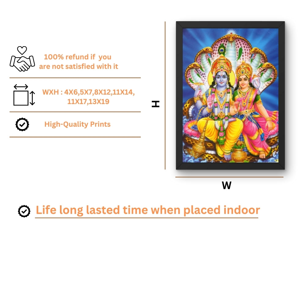Lord Vishnu with Goddess Laxmi Wall Art – Sri Vishnu Laxmi Hindu God Photo Frame