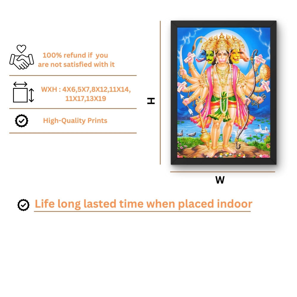 Lord Panchamukhi Hanuman wall art- Panchamukhi hanuman god frame
